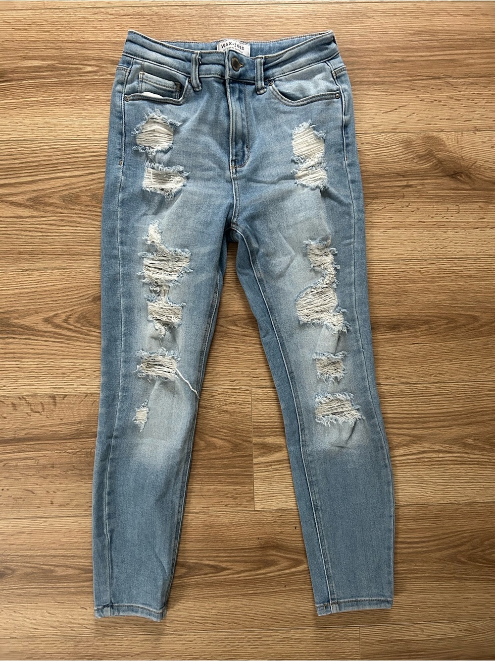 Wax Jean Light Blue Distressed Skinny Jeans